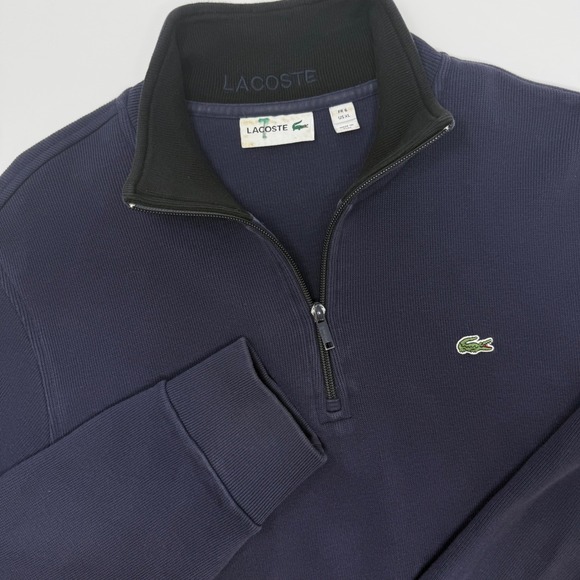 Lacoste Other - Lacoste Men Navy Blue Quarter Zip Pullover Sweatshirt Long‎ Sleeve Size US XL